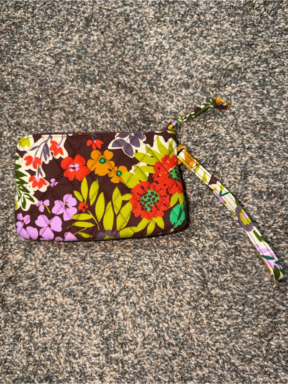 Vera Bradley Floral Quilted Wristlet in Brown, Green, Red, Purple